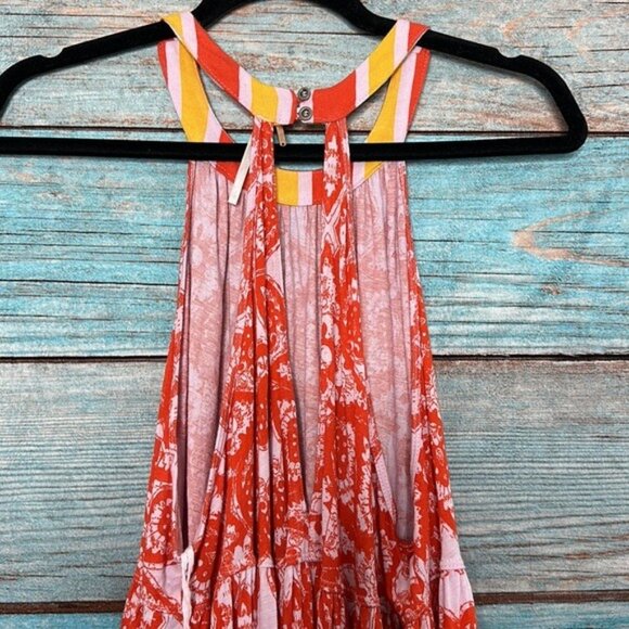 Free People MiMi Tunic Top NWT Lavender Combo Size S Flowy Cut Out Back Halter - Picture 6 of 10